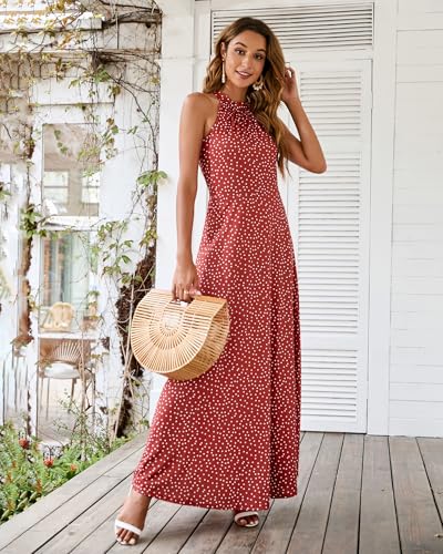 Image of STYLEWORD Women's Summer Floral Halter Maxi Dress Vacation Semi Formal 2026