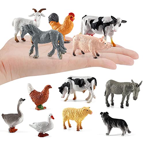 animais fazenda - 12 Estatuetas Fazenda Pequenas PCS para Crianças | Animais fazenda realistas brinq