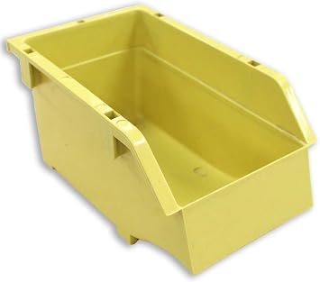 BIN BUDDY 5 Pack Stackable Bin | 8.5" 21.6 cm x 5.75" 14.6 cm x 4.5" 11.4 cm | Yellow Polypropylene | Split Pea Shade | Easy Access Front