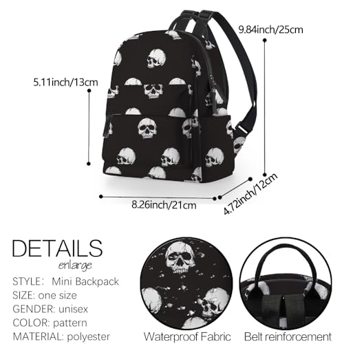 Image of Deanfun Mini Backpack for Women - Waterproof Small Backpack with Skull Print, Multi Pockets Large Capacity Cute and Stylish MNSB-310