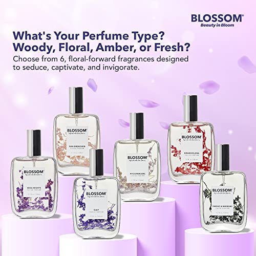 Blossom Unisex Eau De Parfum, Cruelty Free And Vegan Fragrance, Plant-Based Perfume Spray, Infused With Real Flowers, Made In Usa, 1.7Oz, (Cardamom, Amber, Cyclamen, Violet, Sandalwood), Afleurdesiac #TOP3