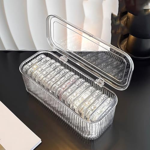 WAFORTHOGE 1 Pack Acrylic Bracelet Jewelry Storage Box with 12 Portable Anti Tarnish Organizers for Earrings/ring/necklace (Clear)
