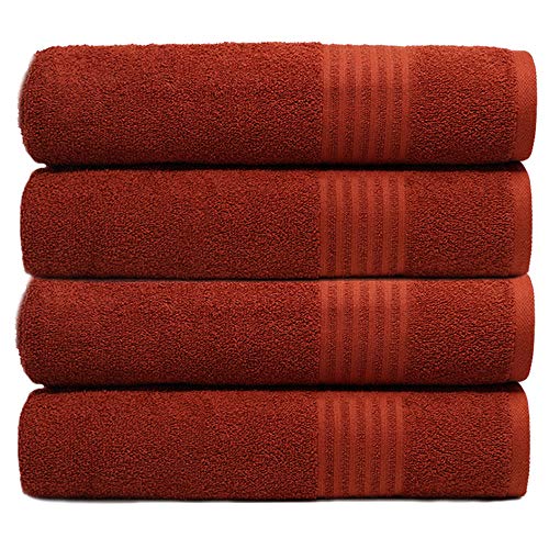 TRIDENT TRISAFE Bath Towels, Super Soft, Highly Absorbent, Quick-Dry, Easy Care, 4 Piece Bath Towel, Rustic Red