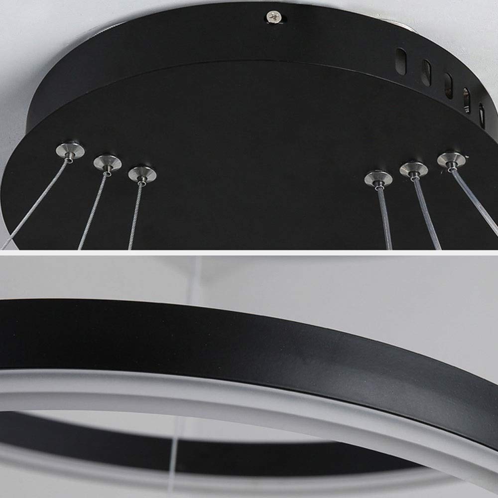 Lichtsse LED Pendelleuchte 85W, 5950 Lumen – 3 Ringe (40+60+80 Cm), Höhenverstellbar, Dimmbar, Für Wohnzimmer & Esszimmer