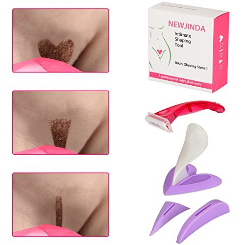 NEWJINDA [Special Styling Tools] Bikini Trimmer Shaver for Women, Pubic Hair Razor and Bikini Shaving Stencil Private, 3 Shapes(Heart Straight Triangle)