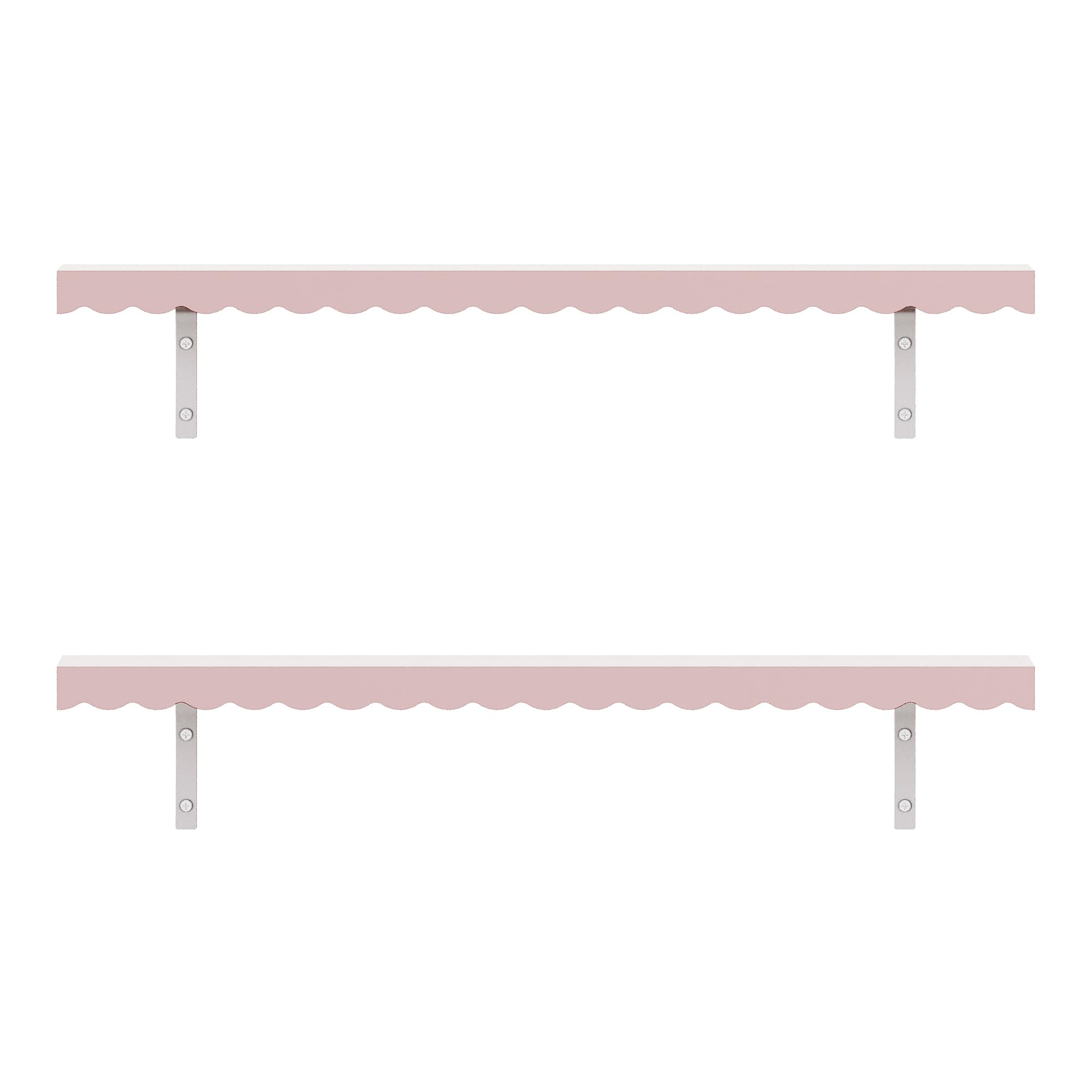 [en.casa] Set de 2 Estantes Flotantes Infantil Vestnes Baldas de Pared con Borde Elevado y Ondulado Librería Dormitorio para Niños Habitación Infantil 80 x 17 x 4 cm Rosa - Algodón de azúcar