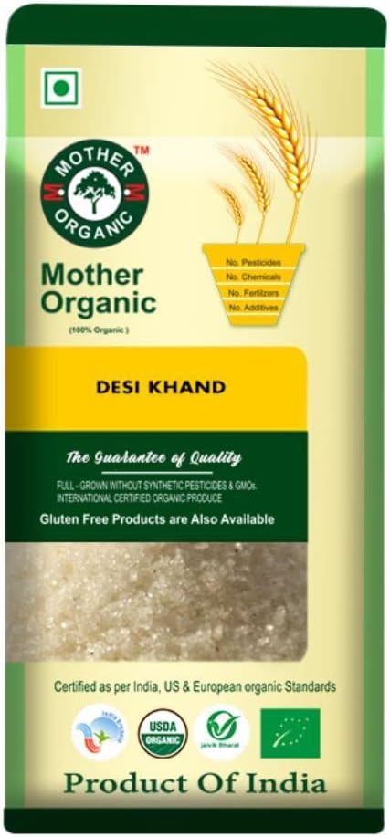 Mother Organic Desi Khand 500 G| Organically Processed| Chemical & Sulphur Free| Healthier Choice| With rich taste & fine texture