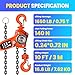 1650lbs Manual Lever Chain Hoist–10ft Come Along Winch, Double-Pawl Brake & Auto-Leading Chain Industrial Grade for Warehouse/Construction