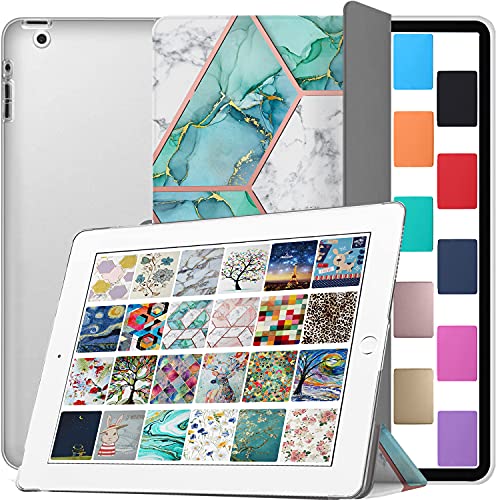Image of DuraSafe Cases for iPad 9.7 Inch 4 3 2 Generation [iPad 4th 3rd 2nd Old Model ] A1458 A1416 A1395 A1458 A1416 A1395 MC705HN /A MD328HN /A PrintediPad Cover with Frosted Hard Back - Marble Green