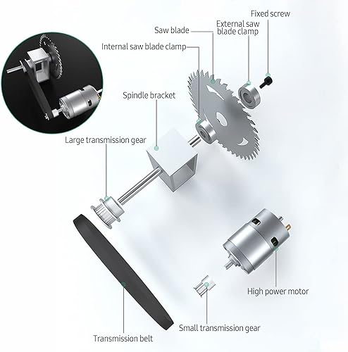 Miniatura 6 de Weytoll - Sierra de mesa de 100 W, mini sierra eléctrica de escritorio, velocidad de corte y ángulo ajustable, profundidad de corte de 0.630 in con