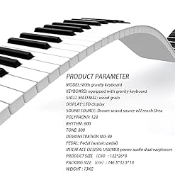 Piano électrique numérique 88 touches, clavier à écran tactile, support avec pédale de sustain et simple leçons de piano… – Image 2