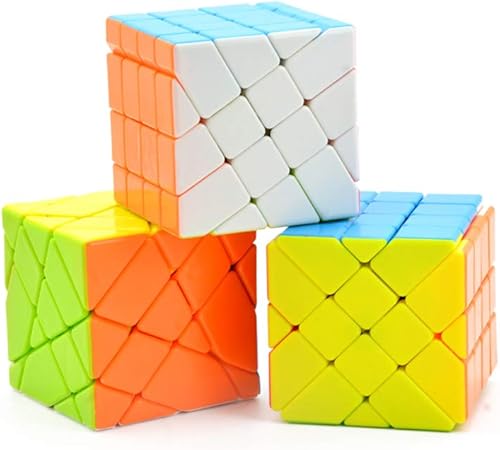 RainbowBox Juego de cubos de velocidad, cubo de molino de viento, cubo de pescador, cubo de 4 × 4 × 4, cubo mágico sin pegatinas, paquete de paletas