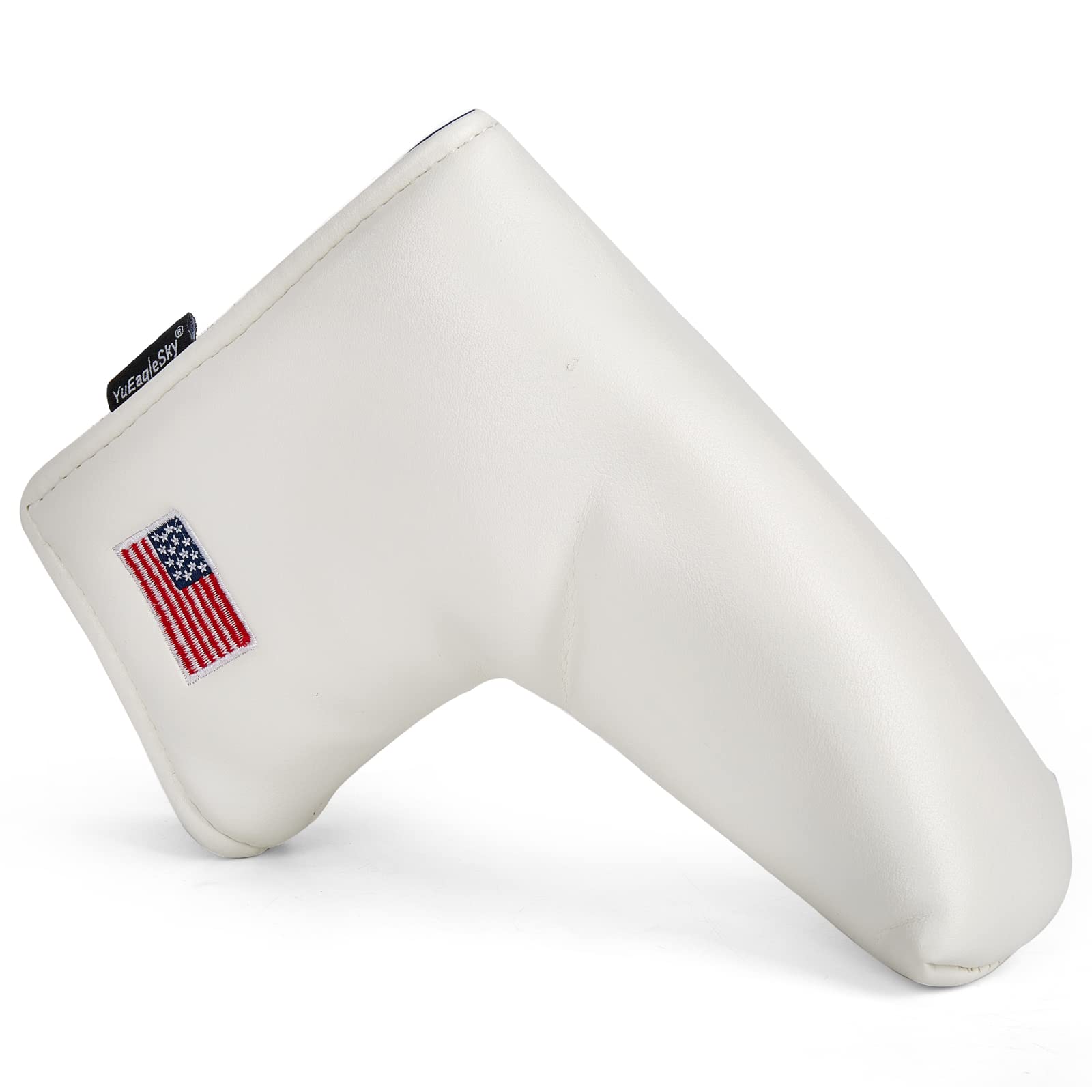 American Flag Blade Putter Head Cover for Men and Women - White/Black PU Leather with Velcro Stickers