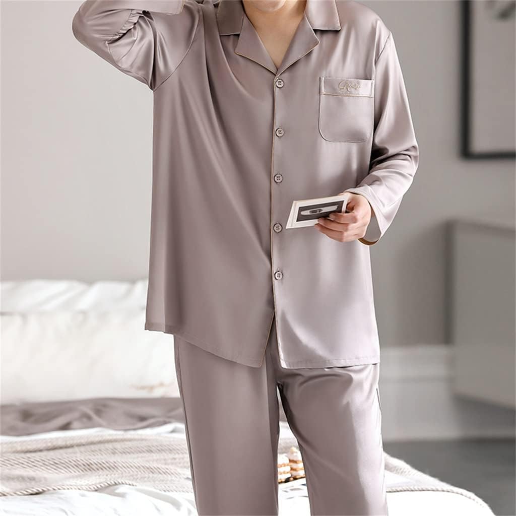 Pajamas Men's Ice Silk Long Sleeve Spring and Autumn Homewear Four Seasons