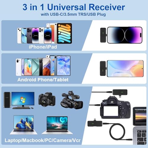 Image of CASON SX8 Wireless Mic for You Tube & Content Creators with Ultra Noise-Cancelling Feature and 20m Long Range Microphone for Vlogging with iPhone /Android Devices(2 Mic)