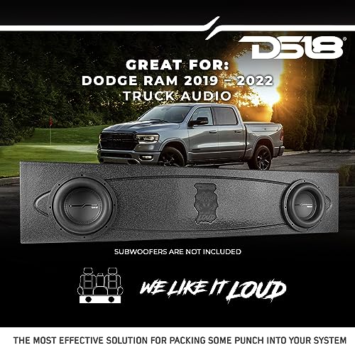 DS18 ENS-DODGE19-2X8 Ported Subwoofer Enclosure for Trucks - Compatible with Dodge RAM 2019-2022 - Houses 2X 8 Subwoofers - Under Seat Ported Subwoofer Enclosure - Empty Box - Speakers Not Included