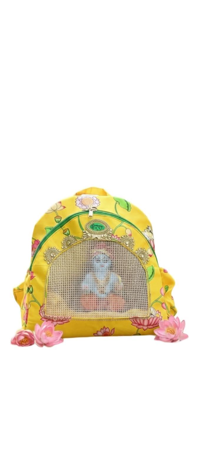 Premium Laddu Gopal Ji Travel Backpack for Size 8 & 9 Idols, Handmade Krishna Idol Carry Bag with Transparent Window, Adjustable Shoulder Straps, Temple Travel Storage Bag-picture-33