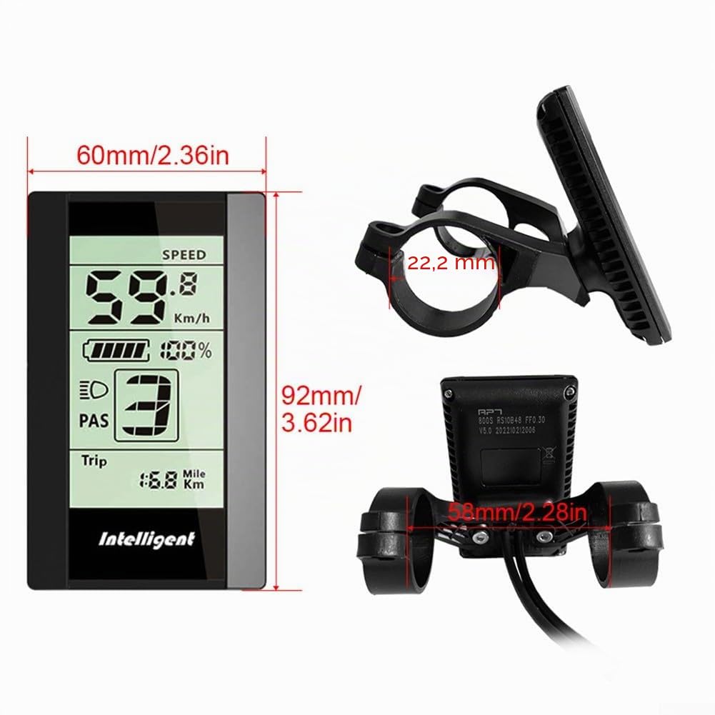 Écran LCD pour vélo électrique 800S pour Bafang BBS01 BBS02 HD Moteur central écran vertical