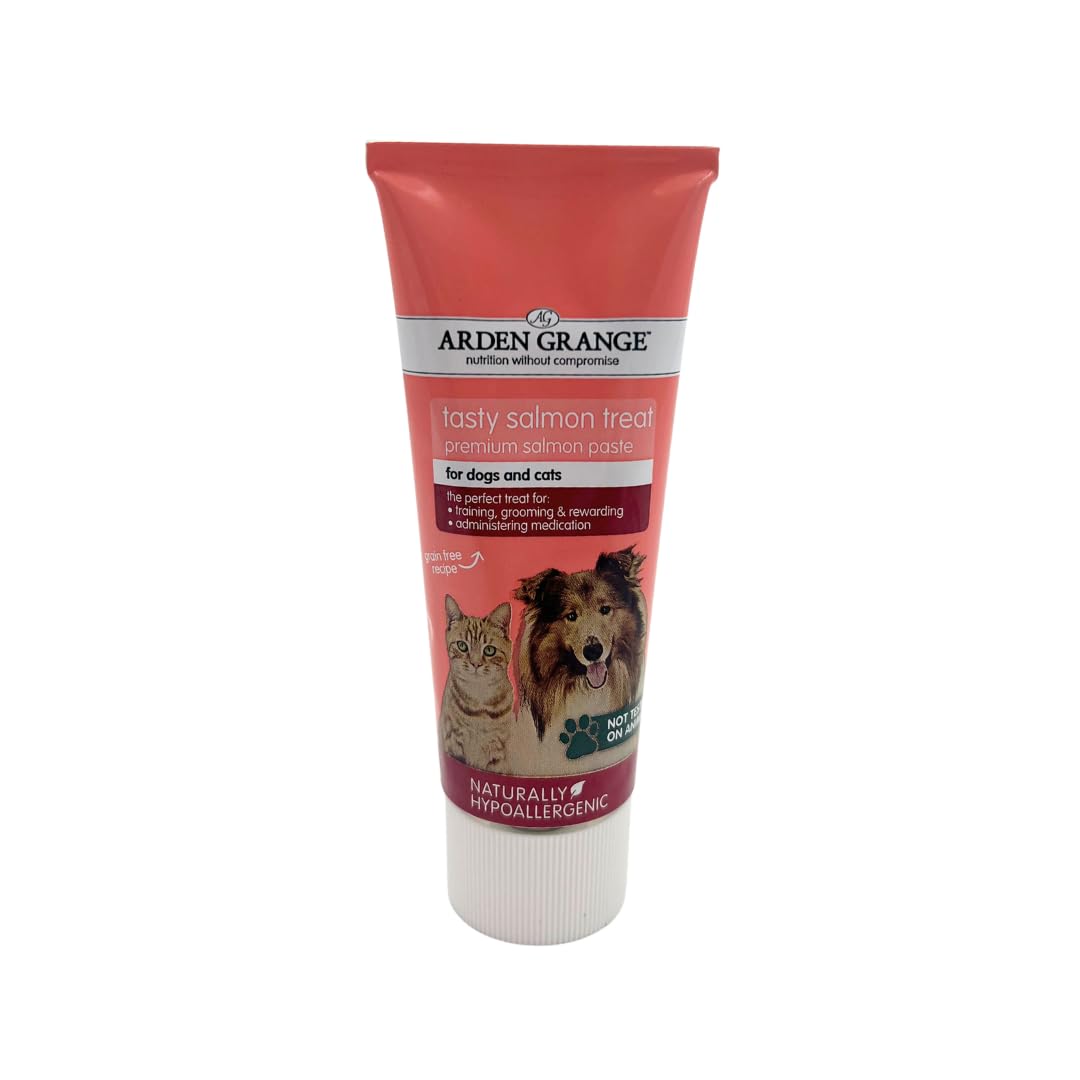 Arden Grange Salmon Paste for Dogs & Cats 6 x 75 g - 40% Fresh Salmon Squeezable Treat & Food Topper - Grain Free, Naturally Hypoallergenic, Made in England