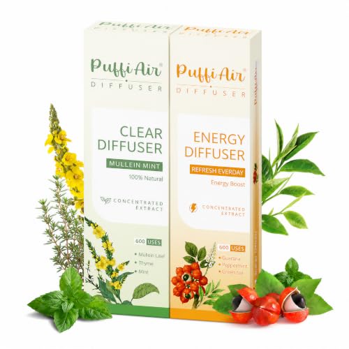 PuffiAir Herbal Sticks 2 Botanical Aroma Blends Passive Aromatherapy Diffuser Portable Non-Electric Air Freshener for Home Office Travel Sleep & Relaxation (Green Orange) (Green Orange)