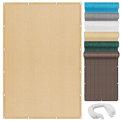 Toldo Vela de Sombra Rectangular 2.4 x 4 m, Transpirable, Permeable al Agua, Tejido HDPE de Protección Solar, Malla Sombreadora Jardin, para Patio, Jardín, Exteriores, Amarillo Arena