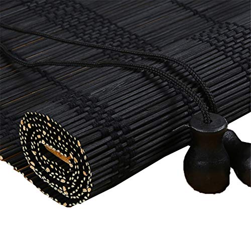XZPENG - Estor Enrollable de bambú Negro, 70% Opaco para Exteriores – 70/80 / 90/100 / 110/120 / 130/140 cm de Ancho, Madera, 90x170cm