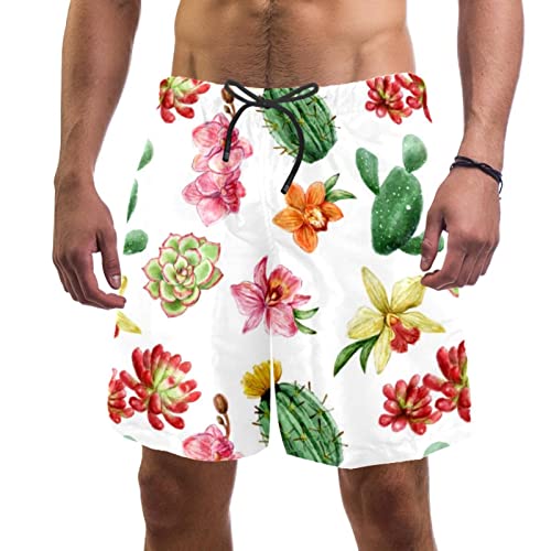 Maillots de bain pour hommes fleurs succulentes short de plage JDEZ