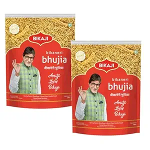 Bikaji Bhujia 1000g and Bhujia 200g Combo of 1200g (42.33Oz) – Authentic Indian Snacks Family Pack | Crunchy Namkeen, Party Mix, Bar Snacks & Tea-Time Treats