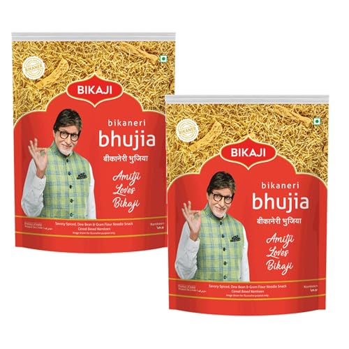 Bikaji Bhujia 1000g and Bhujia 200g Combo of 1200g (42.33Oz) – Authentic Indian Snacks Family Pack | Crunchy Namkeen, Party Mix, Bar Snacks & Tea-Time Treats