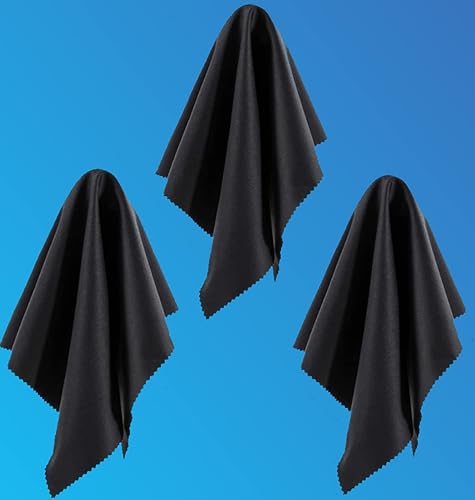 Paquete de 3 paños de limpieza de microfibra extra grandes de 12 x 12 pulgadas, para electrónica y pantallas, lentes en cámaras, binoculares,