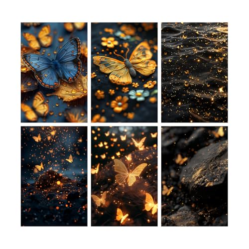 Image of SiddArtify Golden Hour Butterflies Art Print Set - Sticker - 12x18 Inch - Pack of 6 Wall Room Decoration art Poster Prints