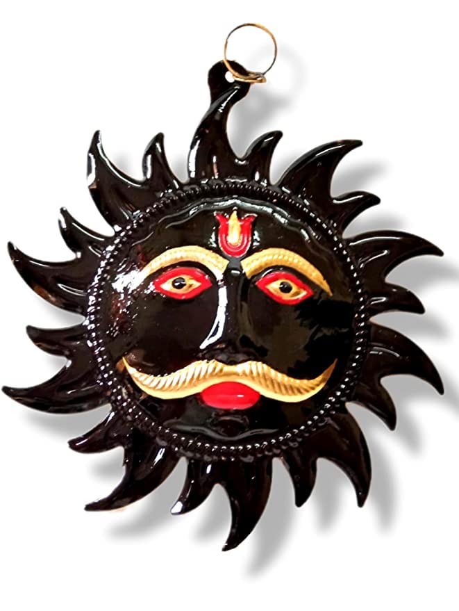 Mythology Centre 10 Inche Metal Black Suraj Nazar Battu for Home Entrance Evel Eyes Protection Home Shop and Office (Size 10×10 Inches, Black)