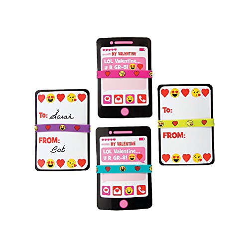 Fun Express Valentine Emoji Rubber Bracelets - Trendy & Fun Jewelry for Valentine’s Day Bracelet Exchange Party Favors Gifts & Classroom Celebrations - Perfect for Sharing Love & Fun - 24 Pieces