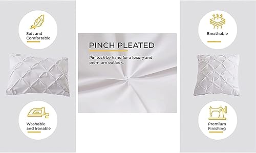 Miniatura 7 de Precious Star Linen Juego de 2 fundas de almohada chapadaspintuck con diseño sólido de 600 hilos, algodón natural (pintuck blanco, euro decorativas