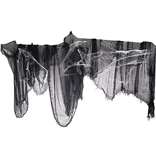 Soskakiist Halloween Deko Stoff Gruseliger Stoff Gaze Halloween Party Spukhaus Dekoration für Balkon Fenster Tisch Tür Netz Mesh Dekor Halloween Party liefert (5m * 2m) Cover