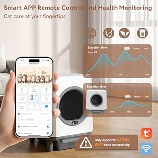 CABZOON Automatic Cat Litter Box Self Cleaning,90L Litter Box Self Cleaning App-Controlled,Dual Safety Protection,1 Rolls Garbage Bags,White