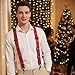 MELOTOUGH Christmas Suspenders 2 Inch Wide Y Back Adjustable Elastic Big and Tall Suspenders with Hooks for Jeans (Christmas Tree)