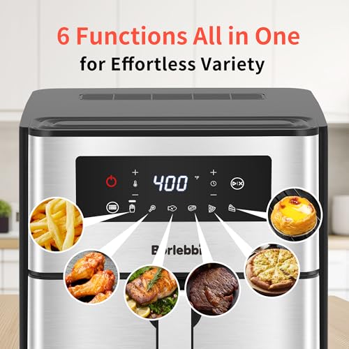 Image of Air Fryer, 10 Quart Large Air Fryer with 6 Cooking Functions, 1700W | 10 Quart Capacity, 1700W Power, 6 Cooking Functions, 400F Temp Controls in 5 Increments, Nonstick Dishwasher-Safe Parts