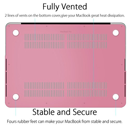 Coque MacBook Pro 13 rigide mat givré premium rose avec sa microfibre de précision
