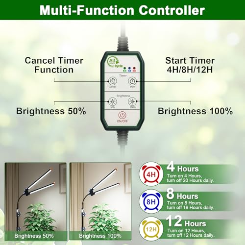 Image of YEOLEH Floor Lamp Grow Light for Large Tall Plants Indoor, 6000K White Full Spectrum Plant Growing Light with Red Blue LED, Foldable Light Strip, Dimmable & Timer Function, Height 17-62'' (100, Watts)