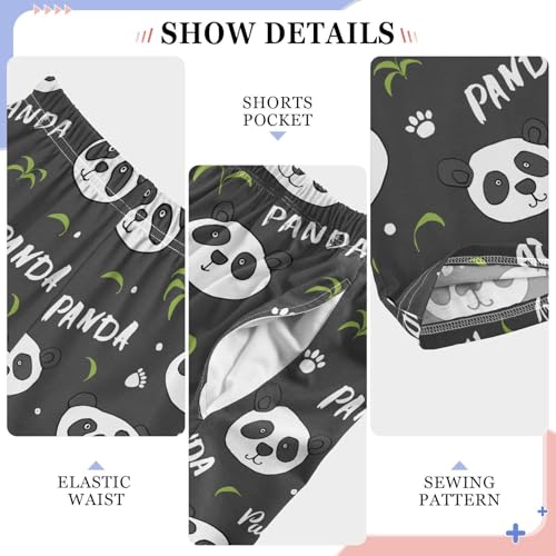 ZZXXB Panda Footprint Boys Long Pants Soft Trousers Elastic Waist Kids Lounge Bottoms with Pockets S-XL4