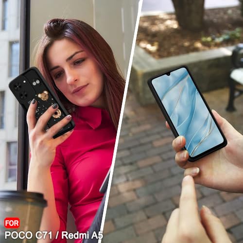 Image of TheGiftKart Back Cover Case for Poco C71 / Redmi A5 | Cute Fun Cartoon 3D Bear Coffee Case | Full Camera Protection | Shockproof Back Cover Case for Poco C71 / Redmi A5 (Silicone, Black)