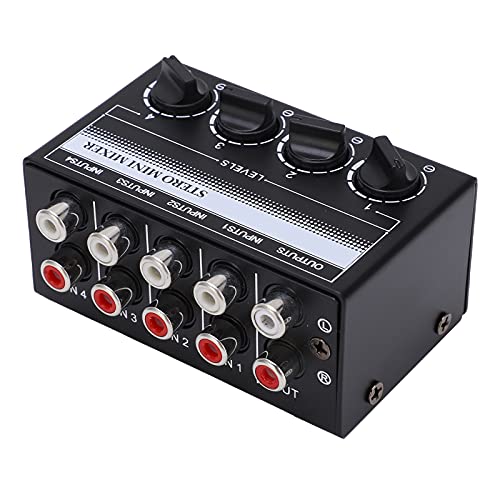 Yctze Stereo Mini Mixer Controlador de Señal de Audio Pasivo - Hub de 4 Canales para Rendimiento al Aire Libre con Control de Volumen, 4 Entradas y Salidas miniatura 3