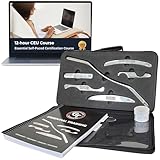 Graston Tools IASTM 6-Piece Set. Medical-Grade Stainless Steel Muscle Scraper Tools w/Single & Dual Edges, Curved GuaSha Like Fascia Massage Tools, CEU Course & 1oz Emollient for Myofascial Therapy
