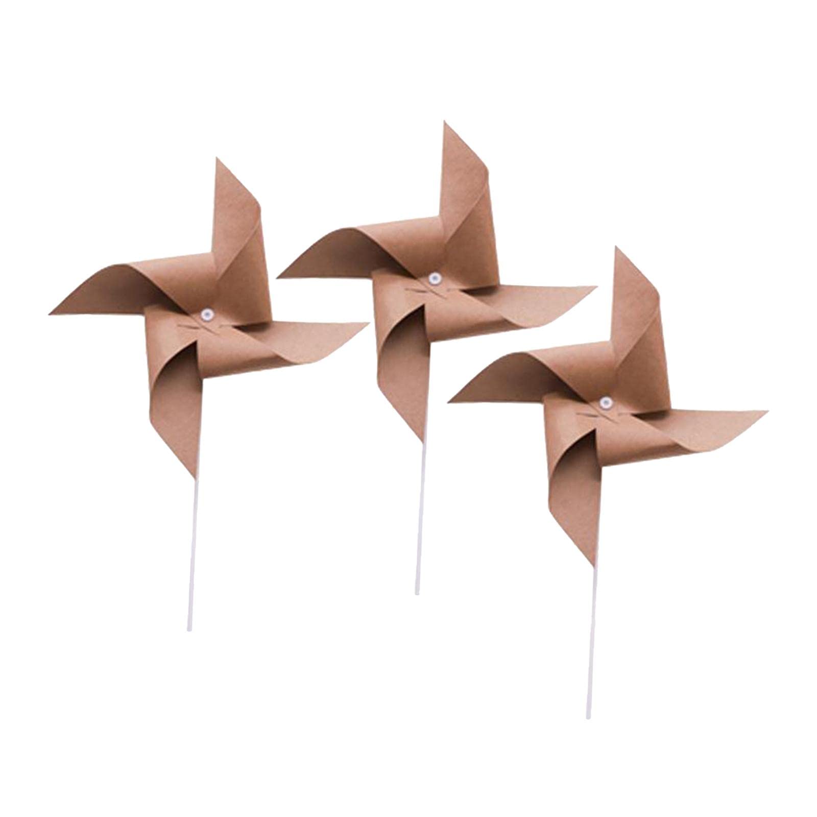 3Pcs Kraft Windmill Pinwheel Wind Spinner Garden Wedding Party Decor-image-19