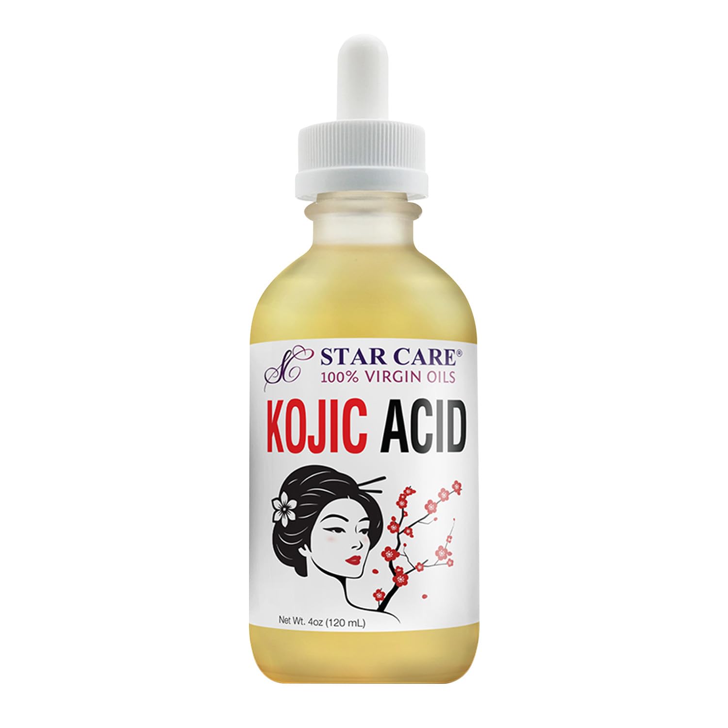 STAR CARE 100% Virgin Kojic Acid Oil, Brightening & Moisturizing Face & Body Oil, Dark Spot Corrector, Even Skin Tone, 4oz / 120ml