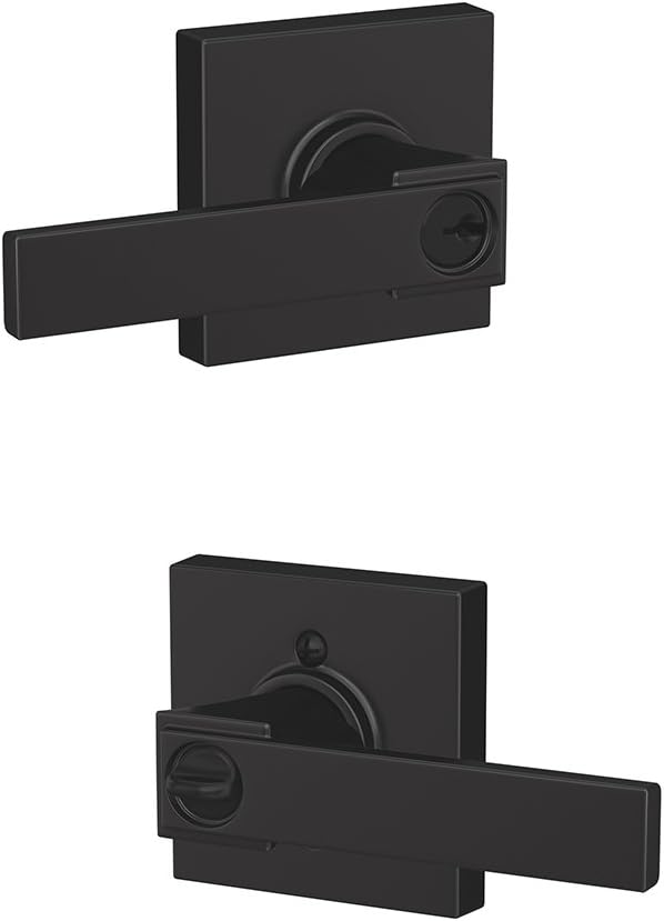 SCHLAGE F51A NBK 622 COL Northbrook Lever with Collins Trim Keyed Entry Lock, Matte Black