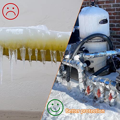 TINSKY 2 Roll Pipe Foam Insulation Tape, Outdoor Pipe Insulation Wrap Foam Freezer Tape with Foil Back Self-Adhesive Pipe Insulation Tape for Winter Water Line Winterizing Heat Preservation 32.8ft - Thumbnail 5