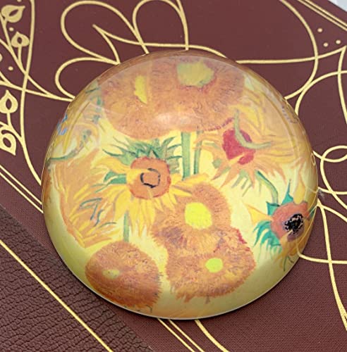 Value Arts Vincent Van Gogh Sunflowers Glass Dome Paperweight, 3 Inches Diameter #TOP2