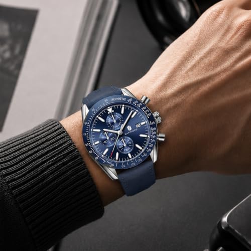 Image of BENYAR Men's Watches Chronograph Watch for Men Multifunction Black Waterproof Sport Fashion Quartz Wristwatches Calendar with Stainless Steel Strap